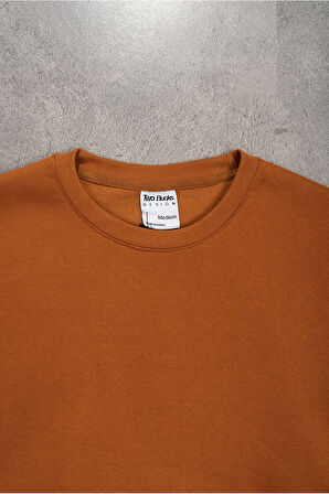 Bej Basic Oversize Erkek Sweatshirt