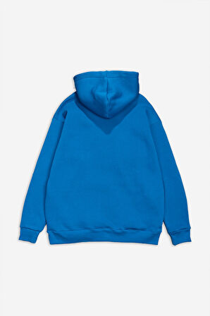 Saks Mavi Basic Oversize Erkek Hoodie