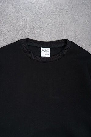 Siyah Basic Oversize Erkek Sweatshirt