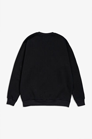 Siyah Basic Oversize Erkek Sweatshirt