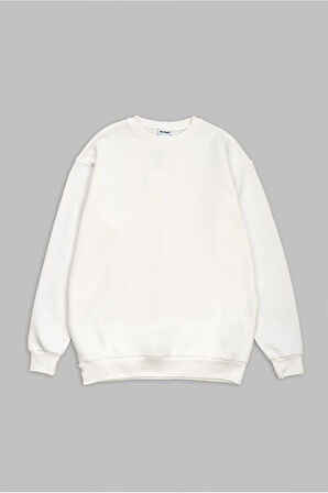 Ekru Basic Oversize Erkek Sweatshirt