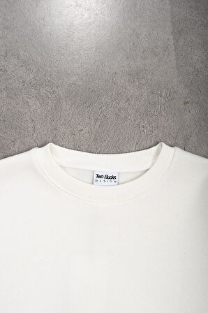 Ekru Basic Oversize Erkek Sweatshirt