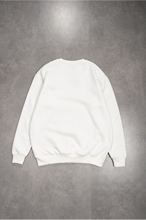Ekru Basic Oversize Erkek Sweatshirt