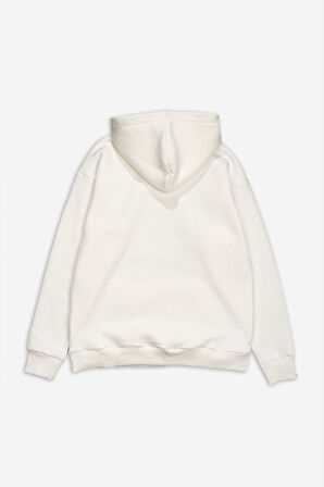 Ekru Basic Oversize Erkek Hoodie