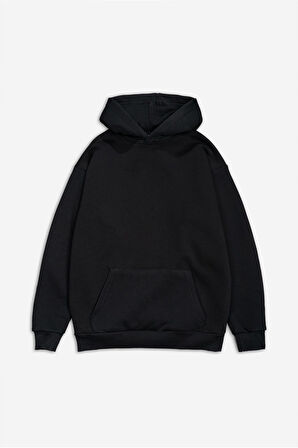 Siyah Basic Oversize Erkek Hoodie
