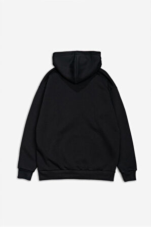Siyah Basic Oversize Erkek Hoodie