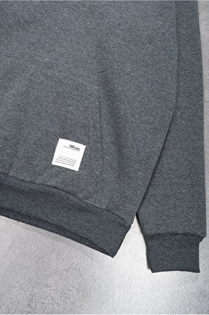 Antrasit Basic Oversize Erkek Hoodie