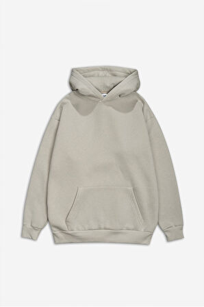 Gri Basic Oversize Erkek Hoodie