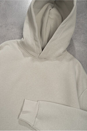 Gri Basic Oversize Erkek Hoodie