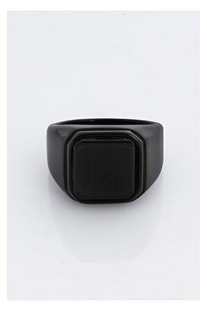 Siyah Taşlı Kare Erkek Yüzük