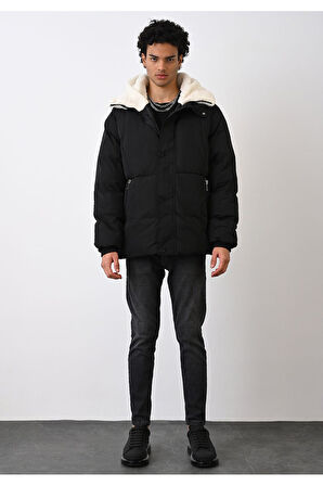 Siyah Erkek Parka Mont