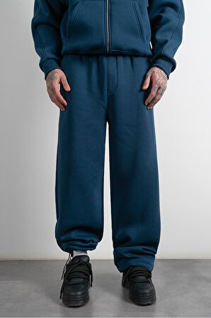 Stoperli Lacivert Wide Leg Erkek Eşofman Altı