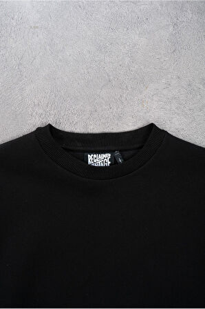 Siyah Oversize Erkek Sweatshirt