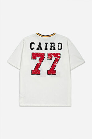 Ekru Cairo 77 Oversize Erkek Forma Tişört
