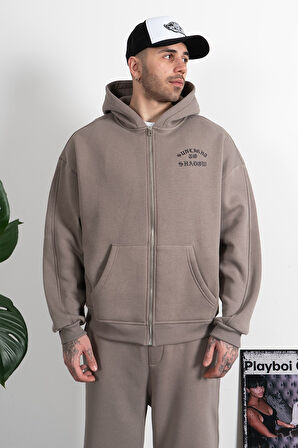 Taş Renk Sunlight To Shadow Zip Hoodie Erkek Ceket