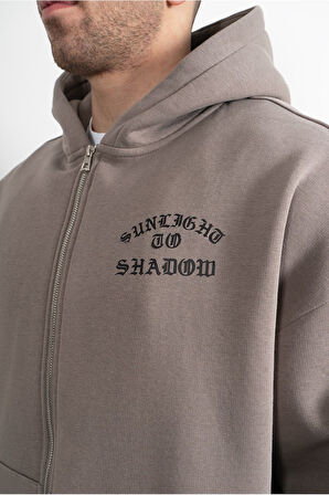 Taş Renk Sunlight To Shadow Zip Hoodie Erkek Ceket