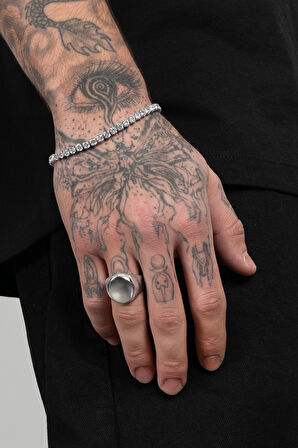 Silver Oval Erkek Yüzük