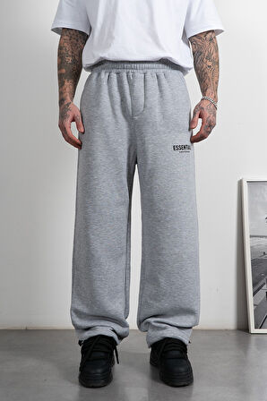 Essentials Amsterdam Stoperli Gri Wide Leg Erkek Eşofman Altı