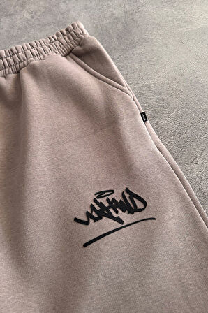 Classic Logo Stoperli Reflektör Taş Wide Leg Erkek Eşofman Altı