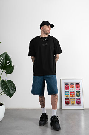 Reflective UKHWD Oversize Siyah Erkek Tişört UK1246SYRF