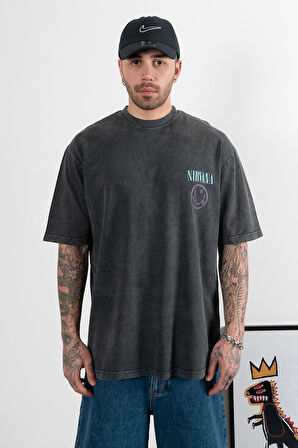 Acid Washed Nirvana Oversize Erkek Tişört UK1460WSSY