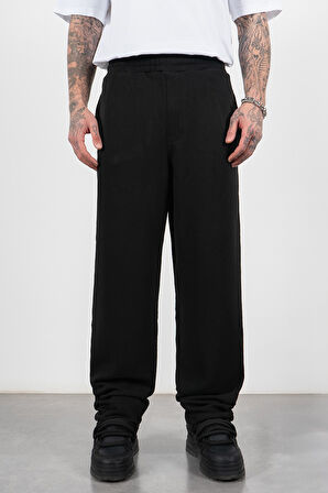 Siyah Baggy Fit Erkek Eşofman Altı