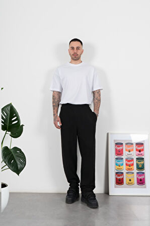 Siyah Baggy Fit Erkek Eşofman Altı