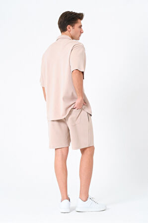 Bej Pike Erkek Gömlek ve Şort Takım