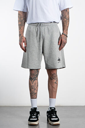 Siyah Classic Graffiti Logo %100 Pamuk Gri Erkek Şort