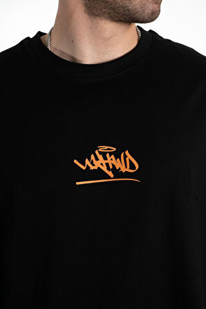 Turuncu Classic Graffiti Logo Oversize Erkek Tişört