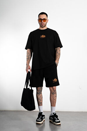 Turuncu Classic Graffiti Logo Oversize Erkek Tişört
