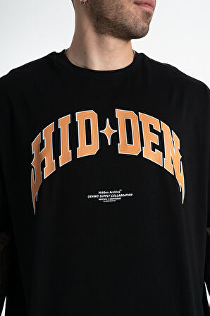Hidden Archive Oversize Siyah Erkek Tişört
