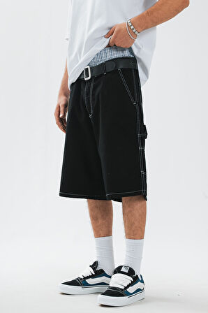 Siyah Carpenter Denim Jort Erkek Urban Şort