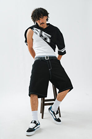 Siyah Carpenter Denim Jort Erkek Urban Şort