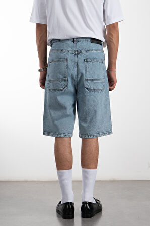 Iced Blue Baggy Denim Urban Jort Erkek Şort