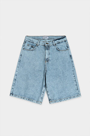 Iced Blue Baggy Denim Urban Jort Erkek Şort