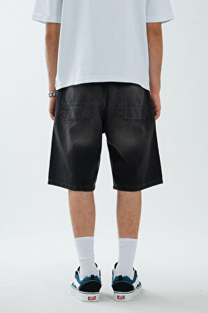 Siyah Baggy Denim Urban Jort Erkek Şort