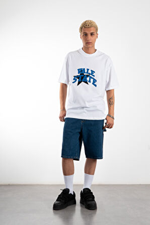 Vale State Oversize Beyaz Erkek Tişört