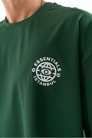 Essentials İstanbul Oversize Yeşil Erkek Tişört
