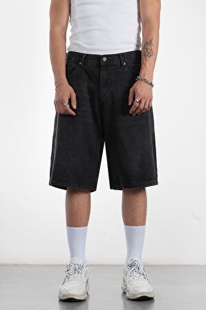 Füme Baggy Jean Erkek Şort Jorts