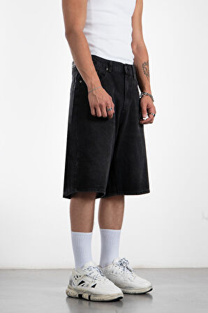 Füme Baggy Jean Erkek Şort Jorts