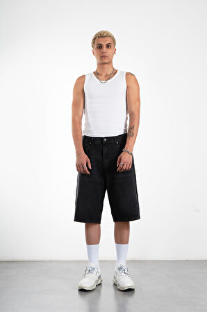 Füme Baggy Jean Erkek Şort Jorts