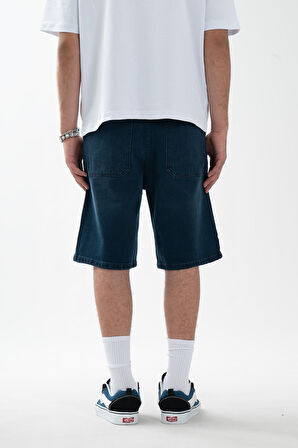 Açık Lacivert Baggy Jean Erkek Şort Jorts