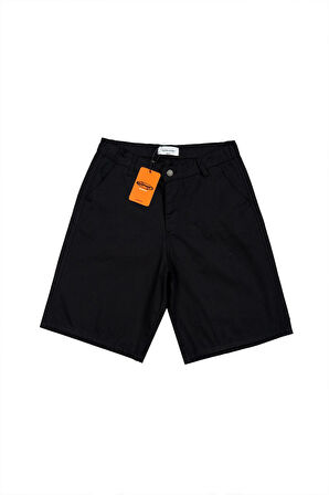 Siyah Gabardin Baggy Jean Erkek Şort Jorts