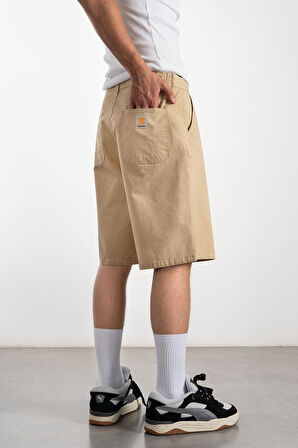Bej Gabardin Baggy Jean Erkek Şort Jorts