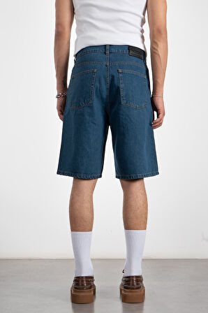 Koyu Mavi Baggy Denim Urban Jort Erkek Şort UK1450MVK