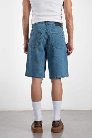 Açık Mavi Baggy Denim Urban Jort Erkek Şort UK1450MVA