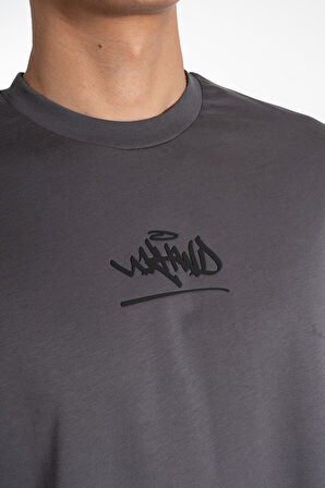 Siyah Classic Graffiti Logo Oversize Füme Erkek Tişört