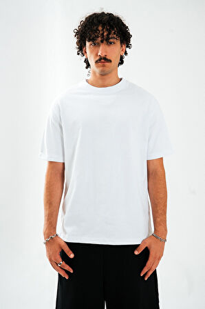 Minimal Urban Oversize Beyaz Erkek Tişört