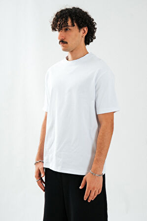 Minimal Urban Oversize Beyaz Erkek Tişört